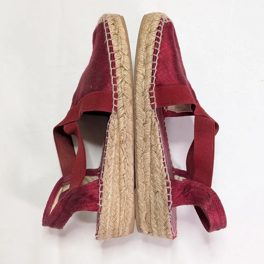 Toni Pons Origins Espadrilles Size 37 Burgundy Red Textile Wedge Sandals Spain